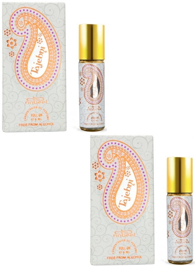 Nabeel 2 Pcs Nabeel Tajebni Alcohol-Free Roll-On Oil Perfume 6ML Long-Lasting Oriental Attar with Rich Oudh & Amber Notes - Image 1